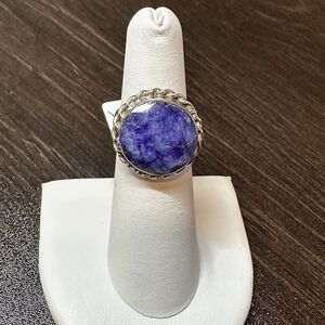 SALE! Genuine dyed blue sapphire and sterling silver ring!